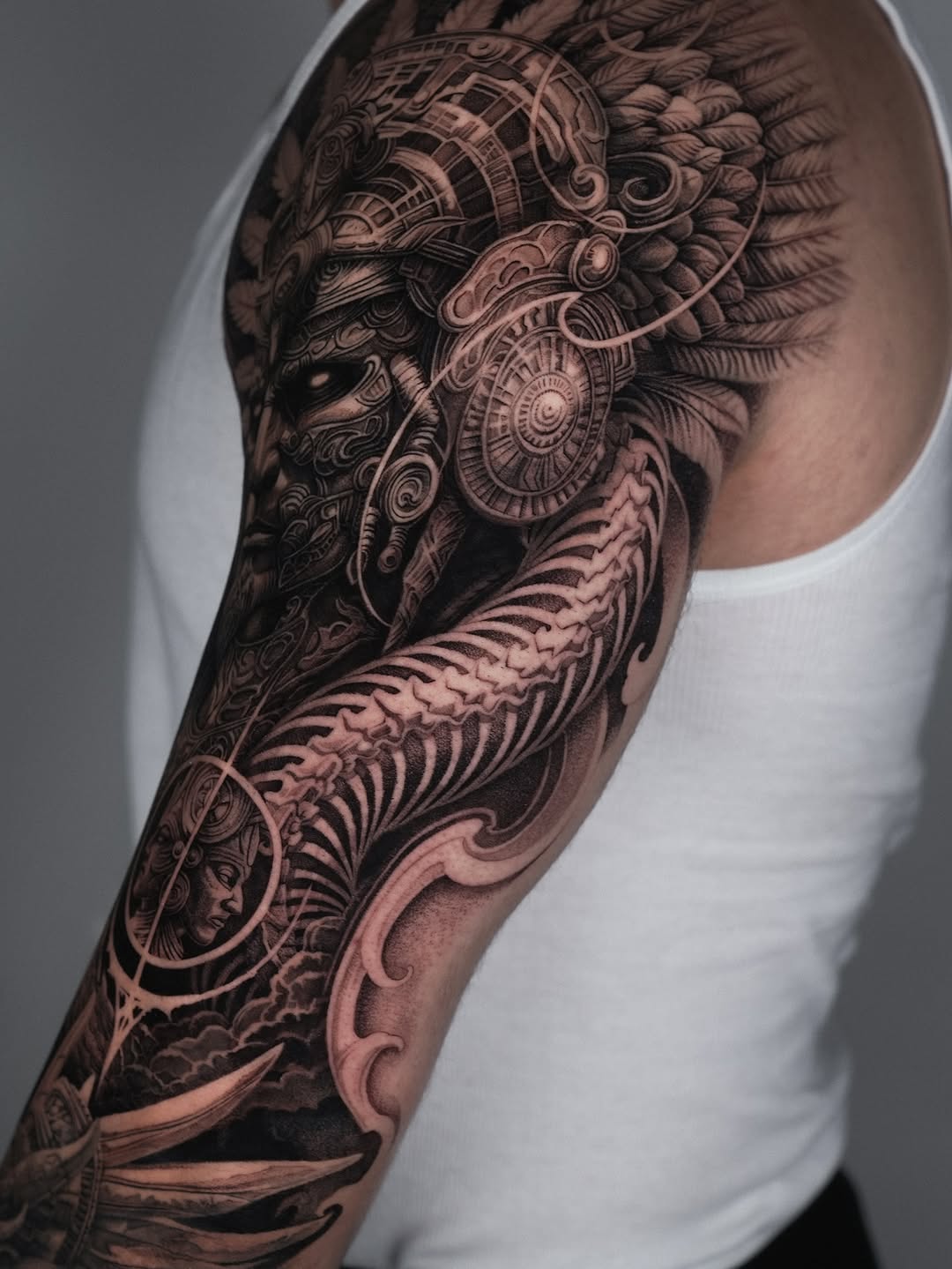 Tattoo by @sumok_tattoo β realism, black_and_grey