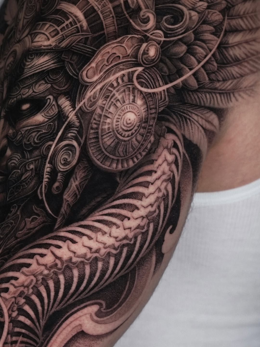 Tattoo by @sumok_tattoo β realism, black_and_grey