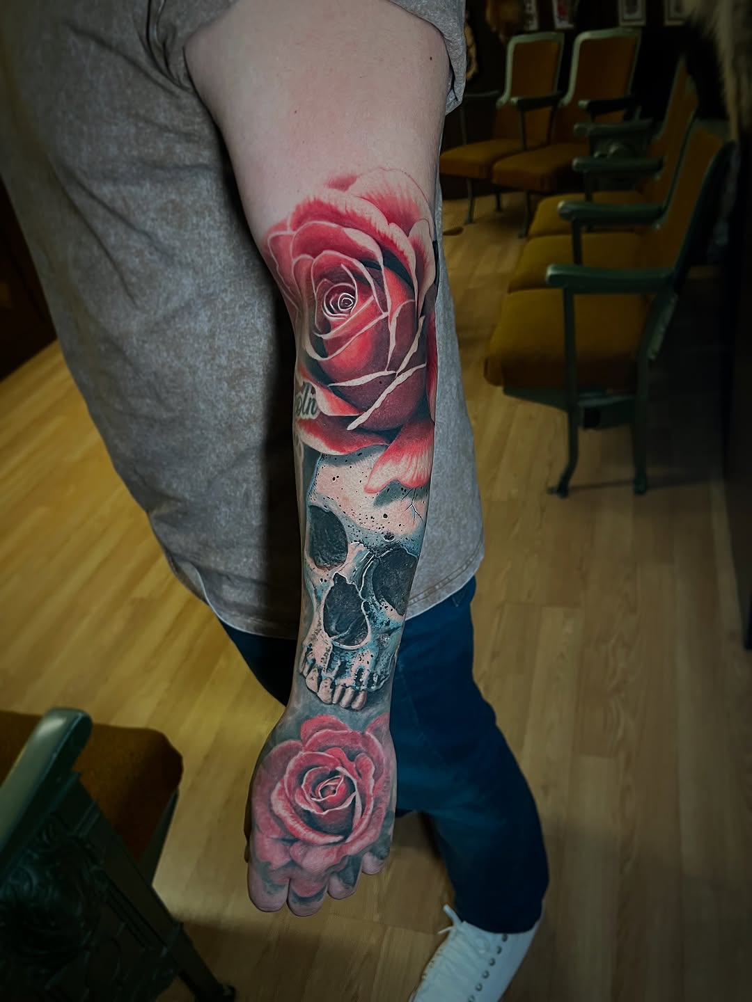 Tattoo by @aaronmckinneytattoo — realism, black_and_grey