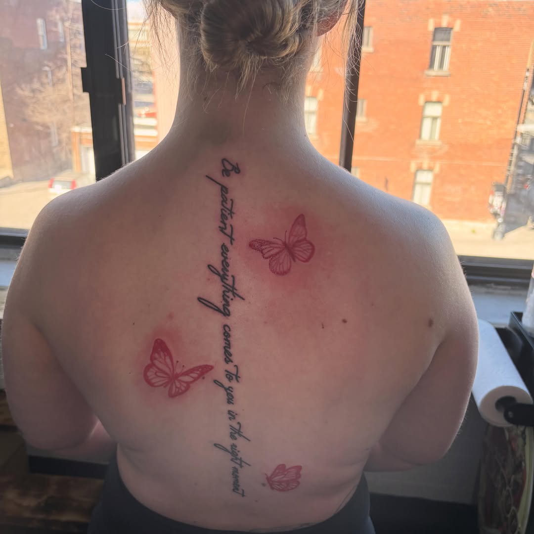Tattoo by @allthings_comix โ lettering_script, fine_line