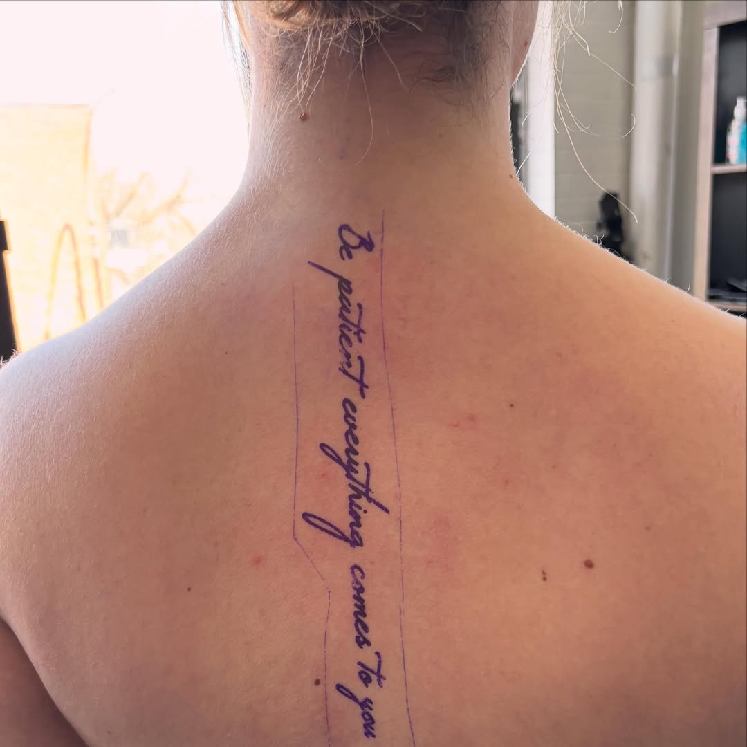 Tattoo by @allthings_comix โ lettering_script, fine_line