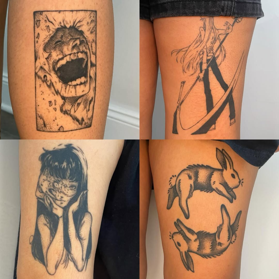 Tattoo by @samiamthesam β anime, black_and_grey