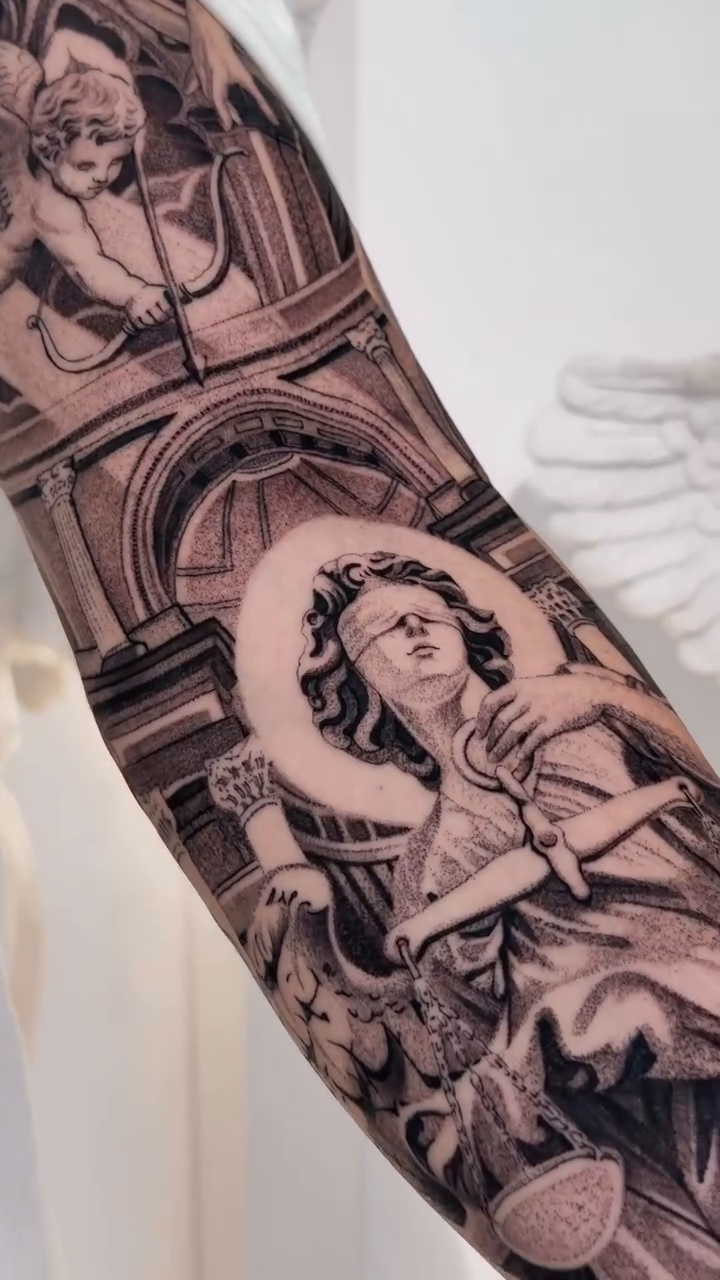 Tattoo by @cot_tattoo โ realism, black_and_grey