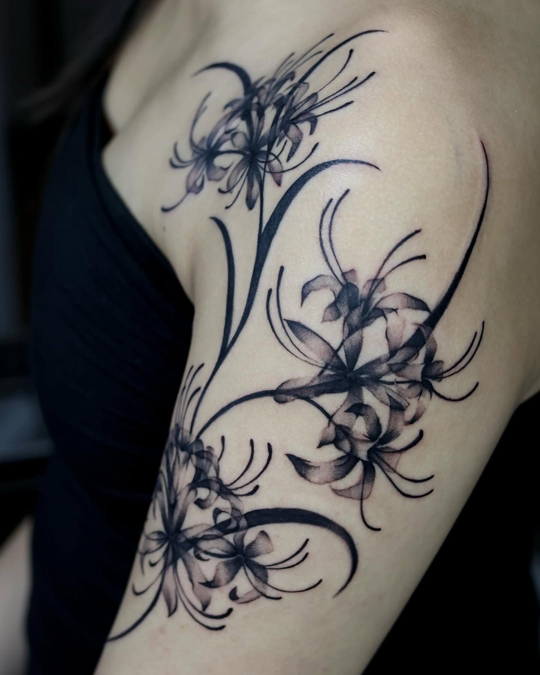 Tattoo by @tatxjoy — black_and_grey, fine_line