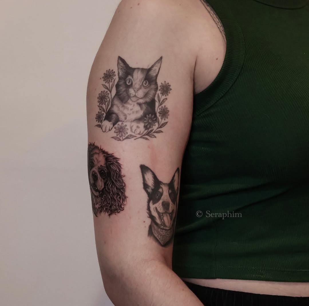 Tattoo by @seraphim.fineline — realism, black_and_grey
