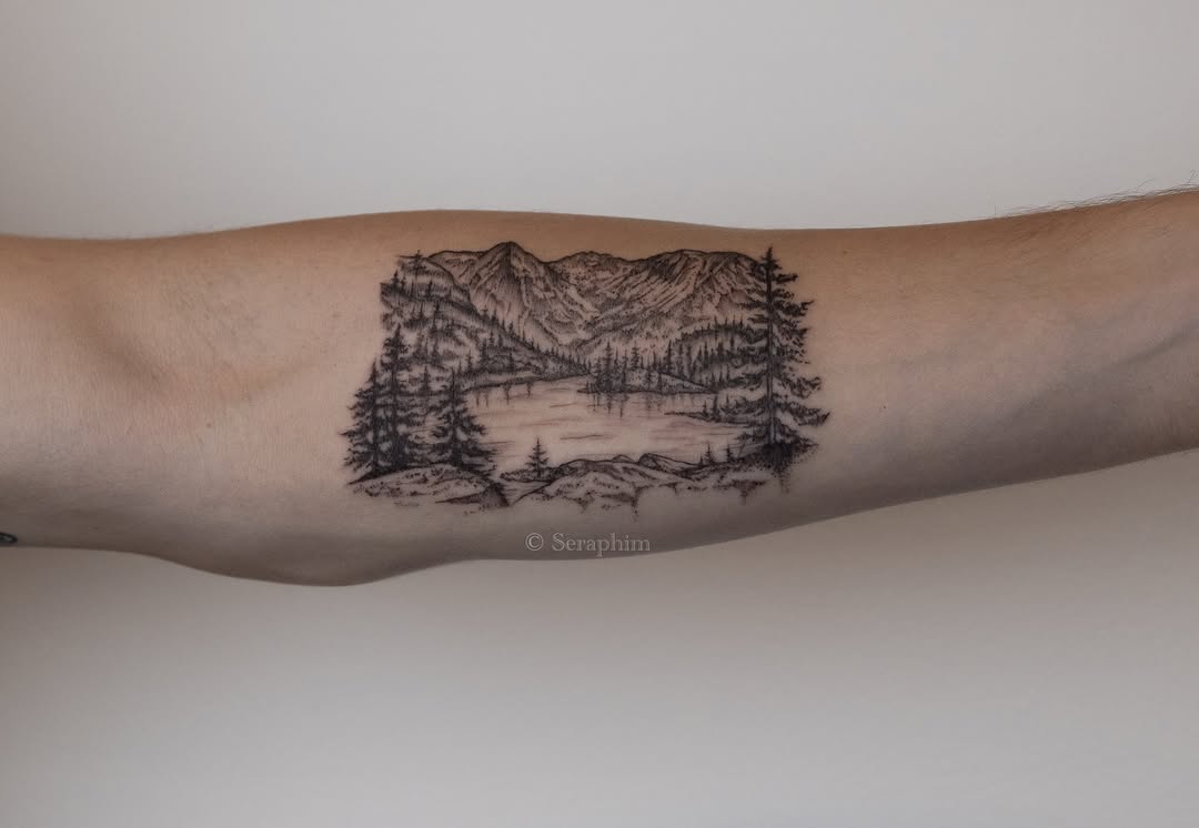 Tattoo by @seraphim.fineline — black_and_grey, dotwork