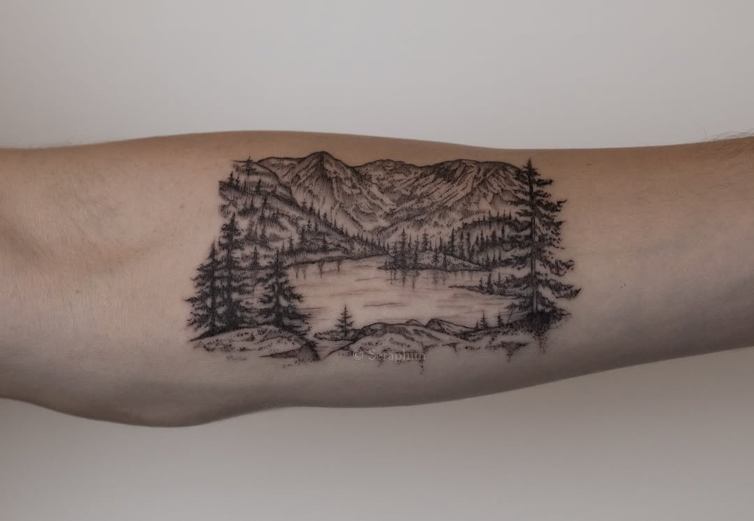 Tattoo by @seraphim.fineline — black_and_grey, dotwork