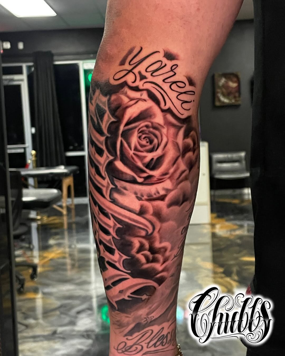 Tattoo by @tatsbychubbs — black_and_grey, realism