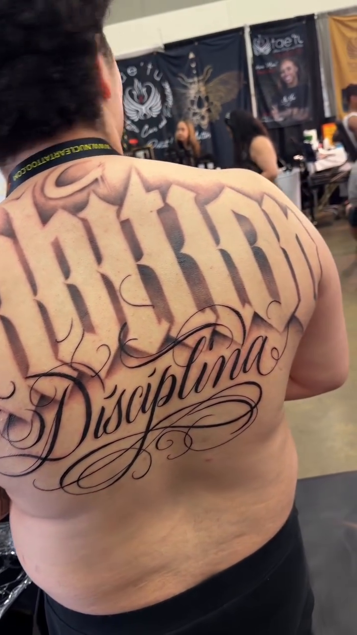 Tattoo by @artistzae_ โ lettering_script, black_and_grey