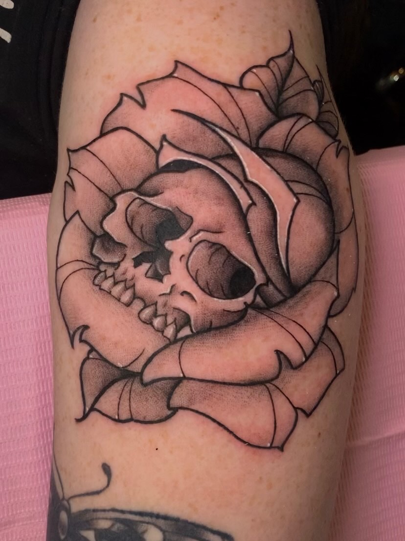 Tattoo by @jellyrat_tatts — black_and_grey