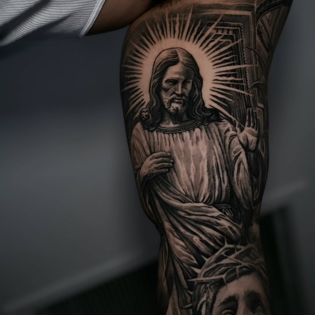 Tattoo by @vik_tattoos — realism, black_and_grey