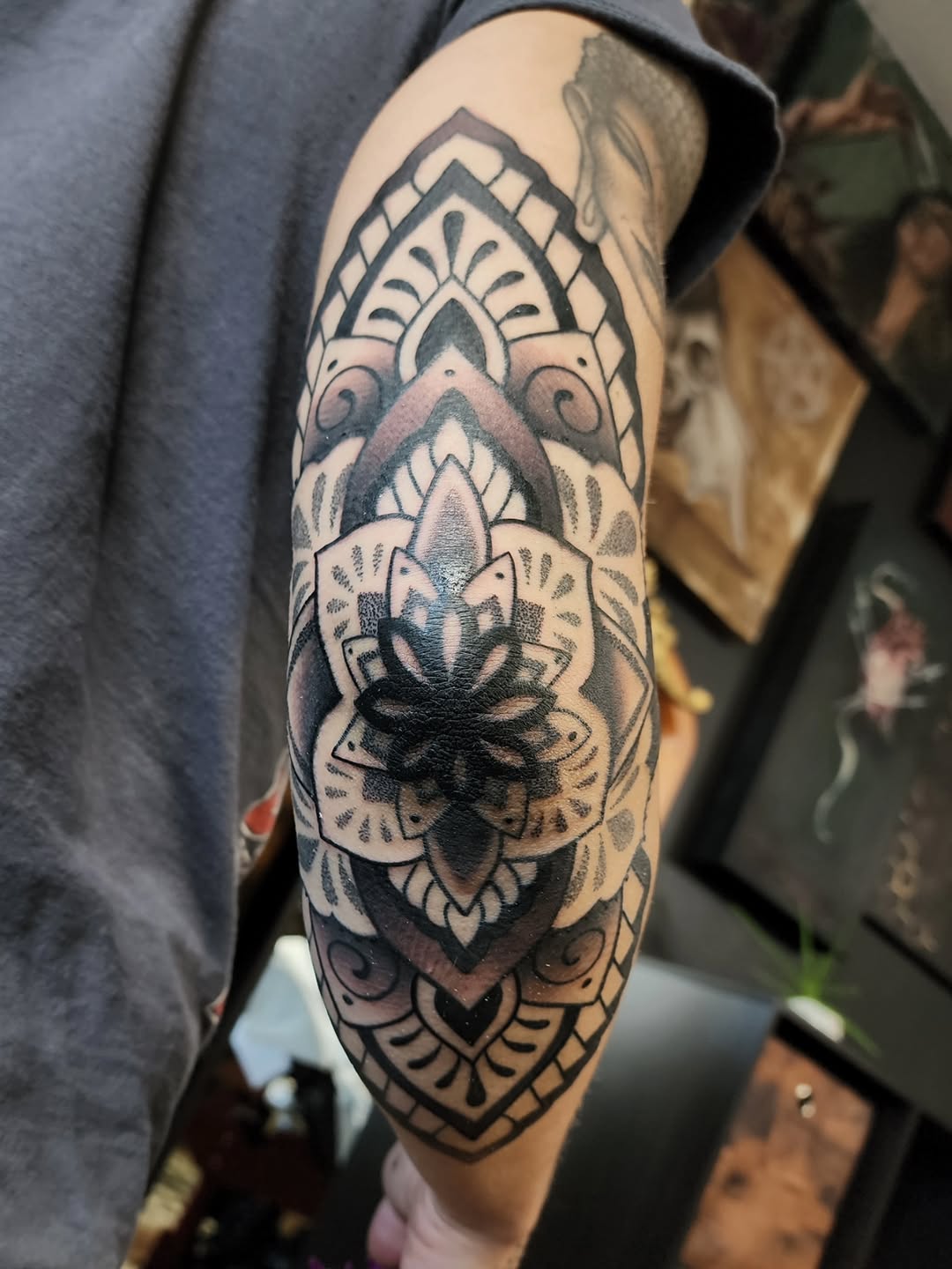 Tattoo by @meekotattoos — geometric, dotwork
