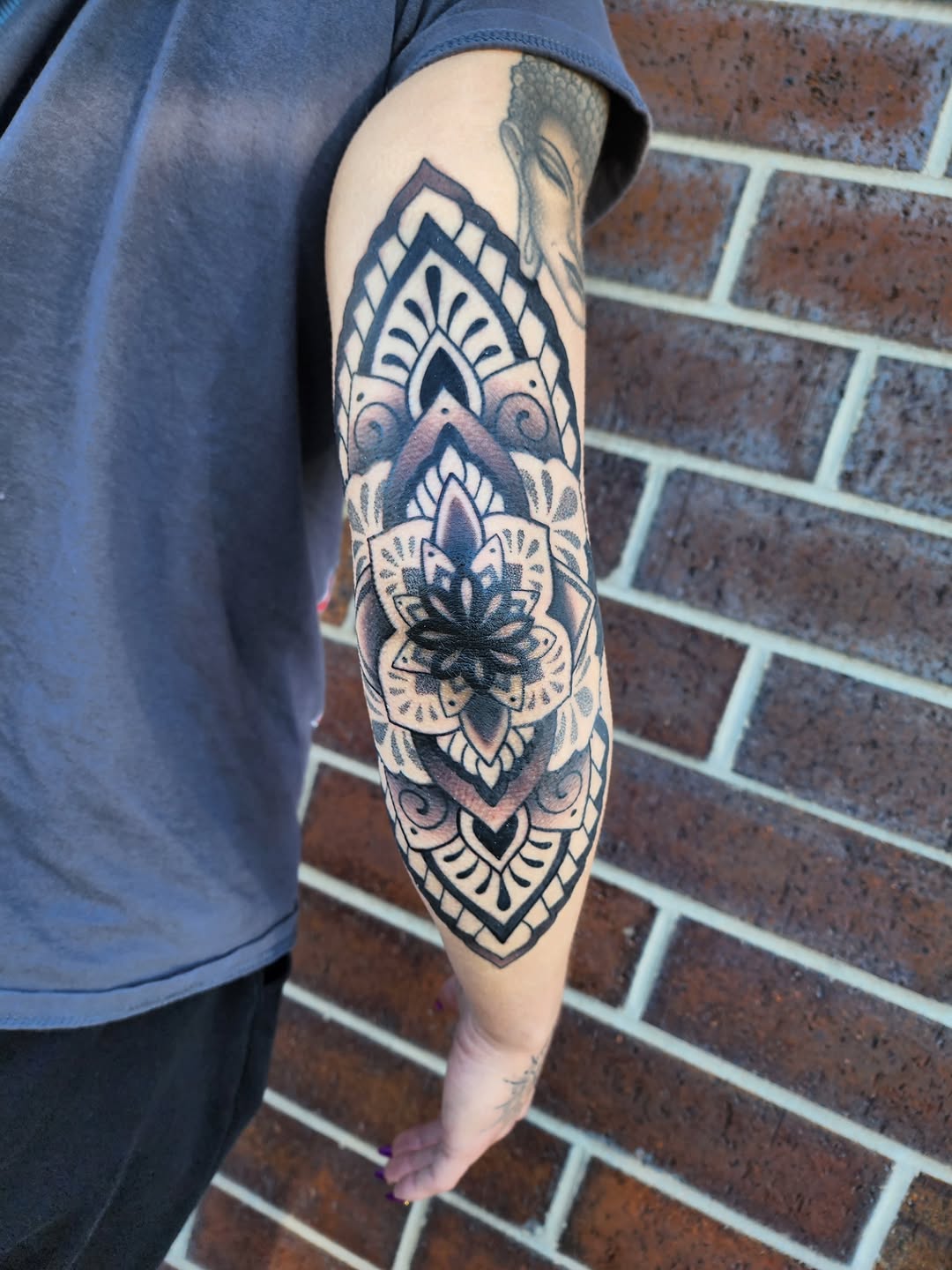 Tattoo by @meekotattoos — geometric, dotwork