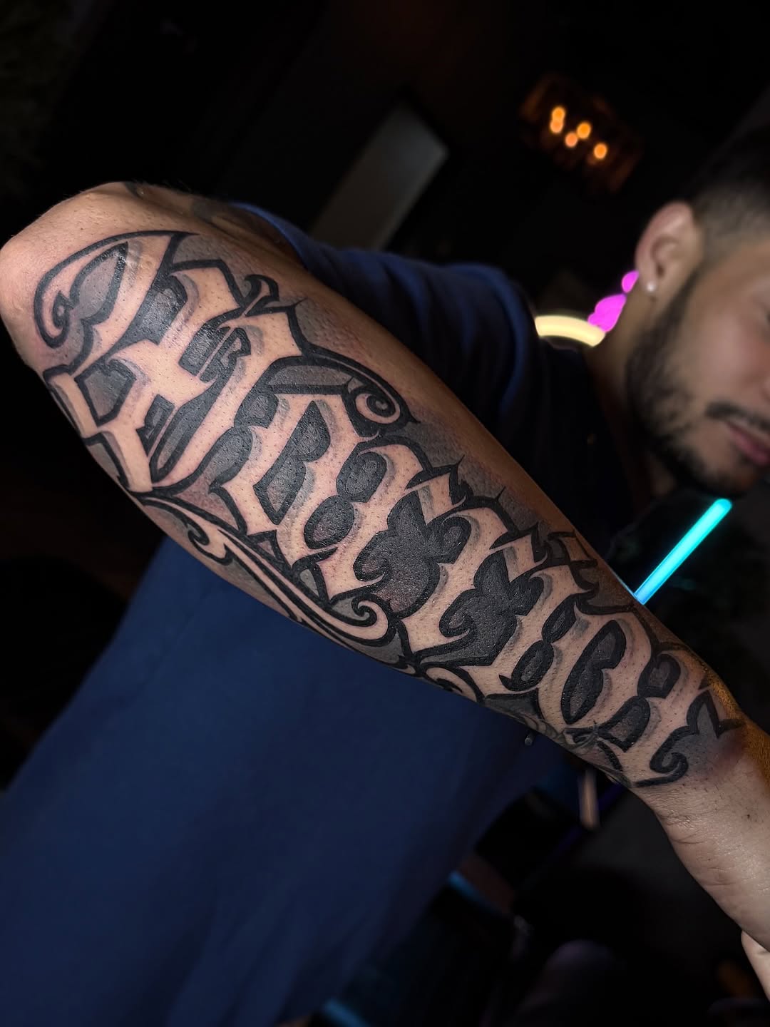 Tattoo by @jevonglascotattoos — lettering_script, blackwork