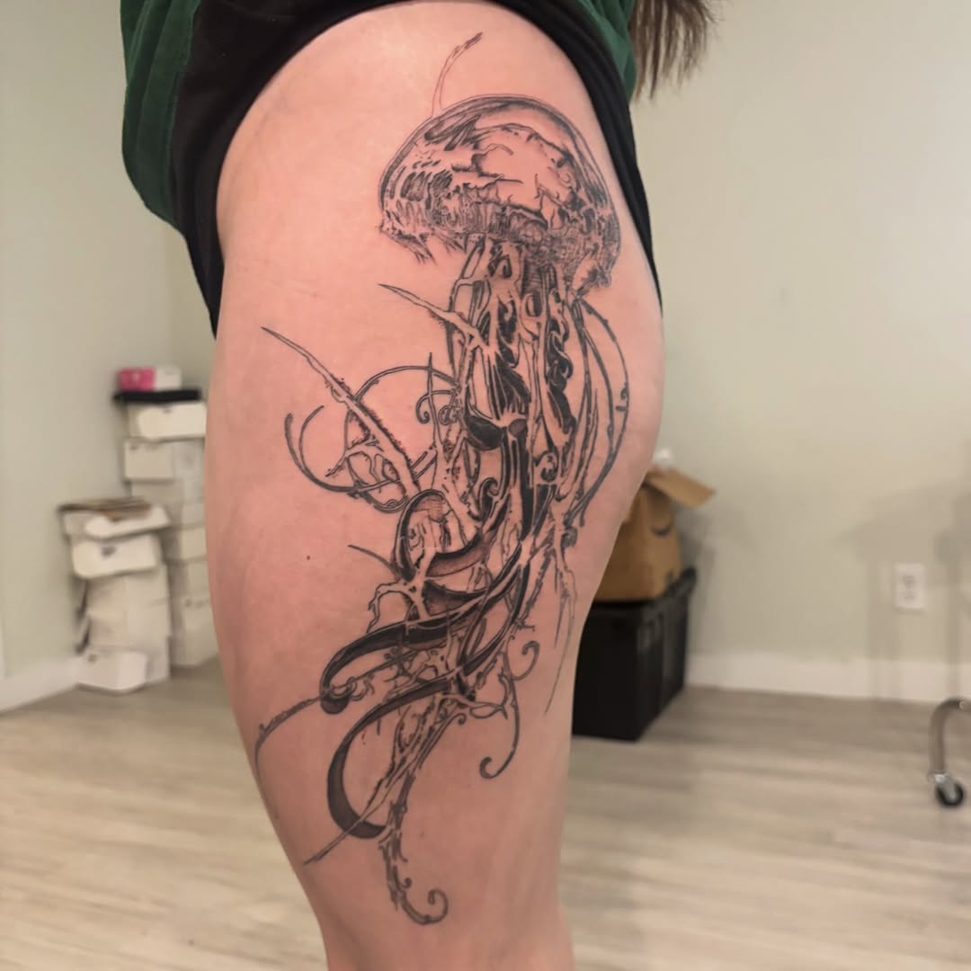 Tattoo by @miffythereaper — blackwork