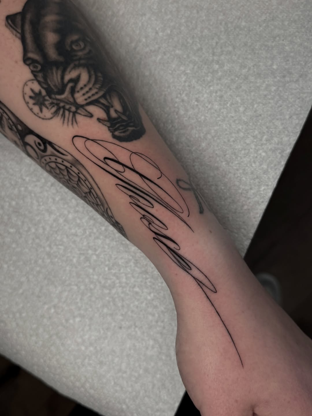 Tattoo by @ink.weesel โ lettering_script, fine_line