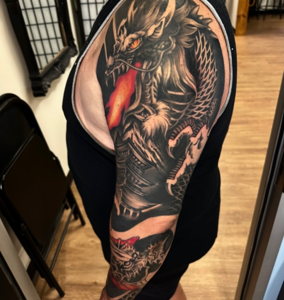 Tattoo by @hollee.ink — japanese_irezumi, black_and_grey