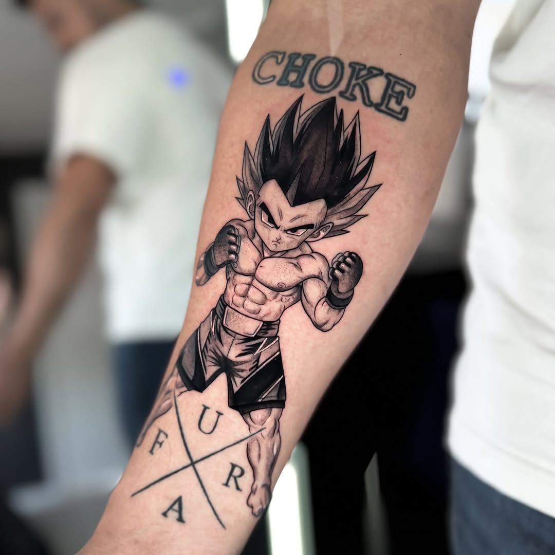 Tattoo by @melii.tatt — anime, black_and_grey