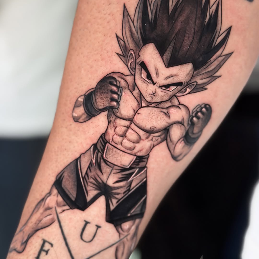 Tattoo by @melii.tatt — anime, black_and_grey