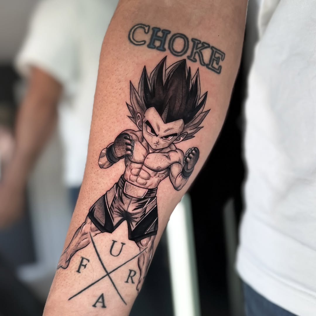 Tattoo by @melii.tatt — anime, black_and_grey