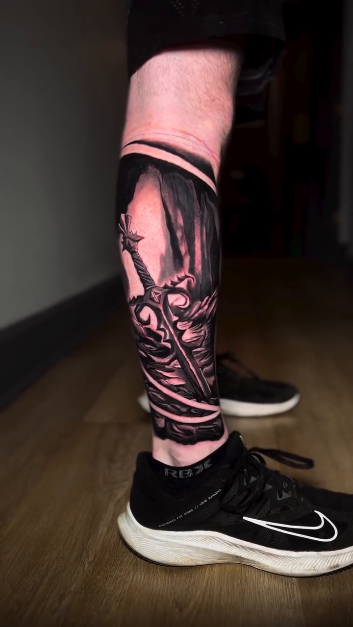 Tattoo by @mrcurlytattoo — black_and_grey, realism