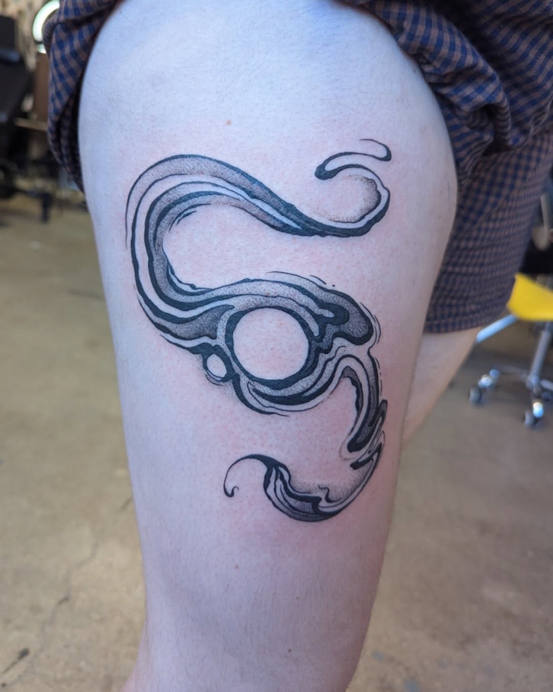 Tattoo by @lepus_tattoos — black_and_grey, dotwork