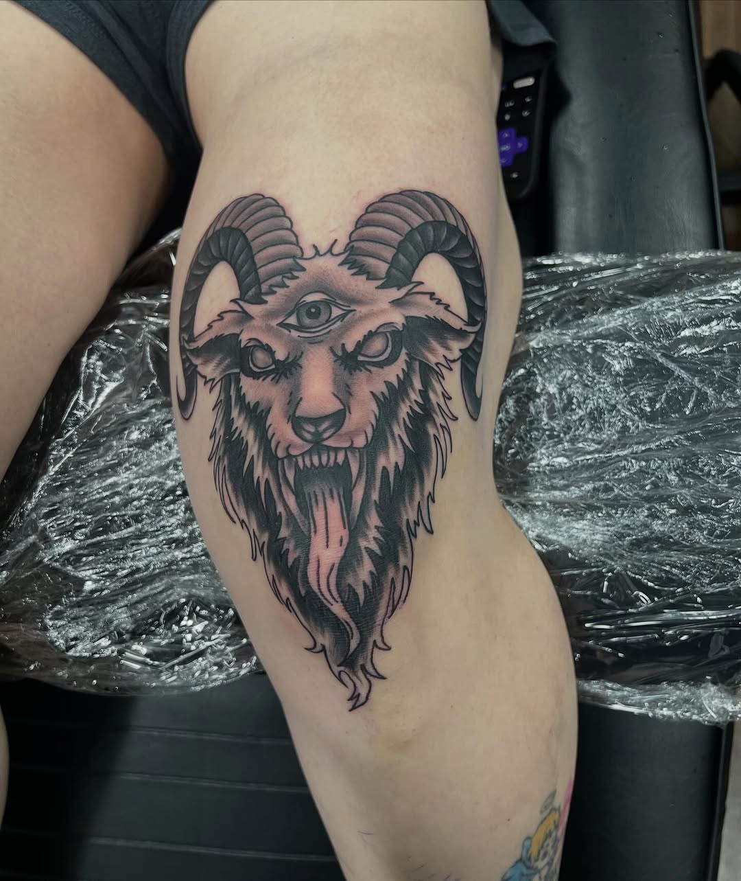 Tattoo by @shamrock_ink — black_and_grey, dark_realism