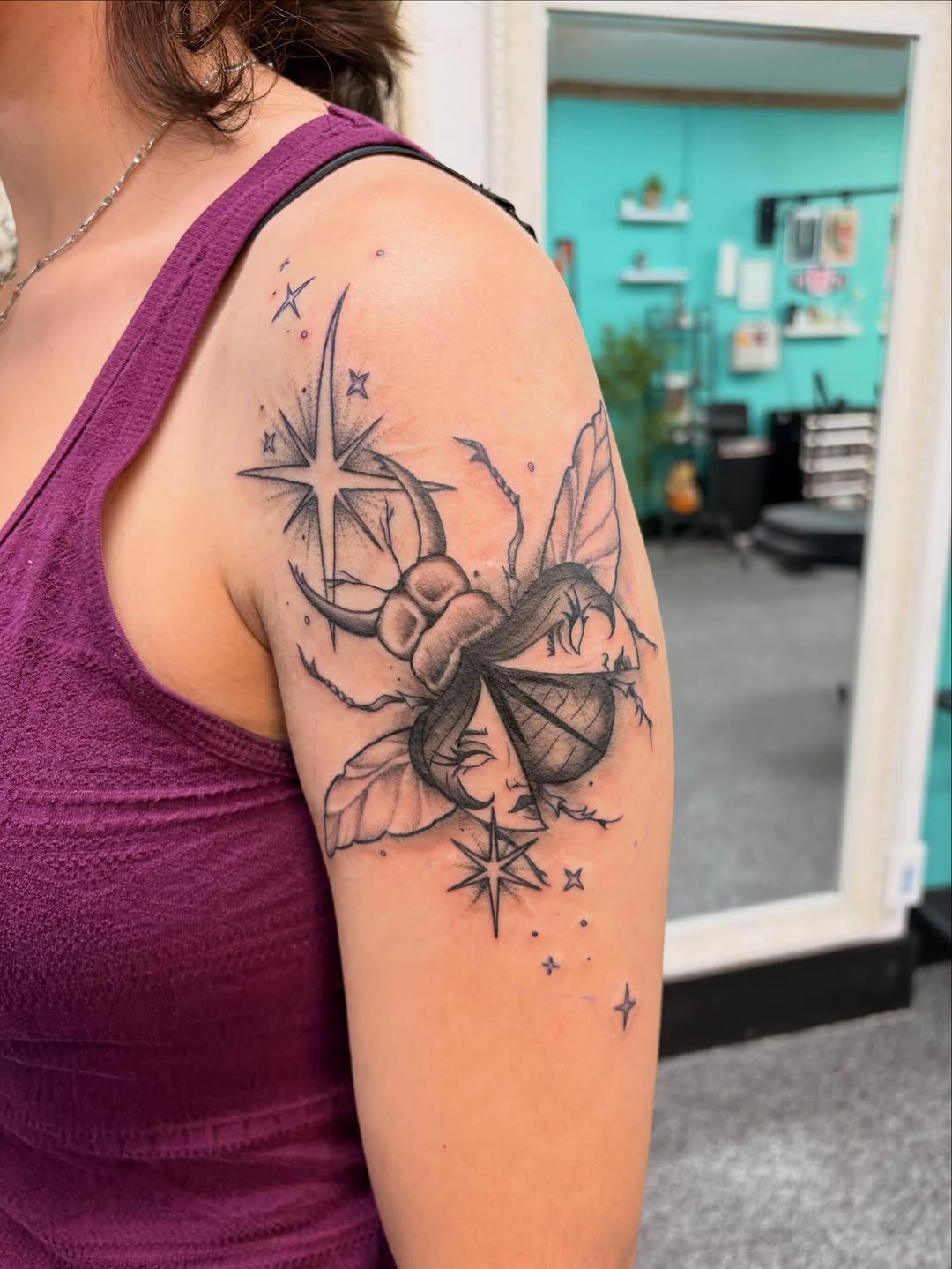Tattoo by @jaydastarrtattoos — illustrative, black_and_grey