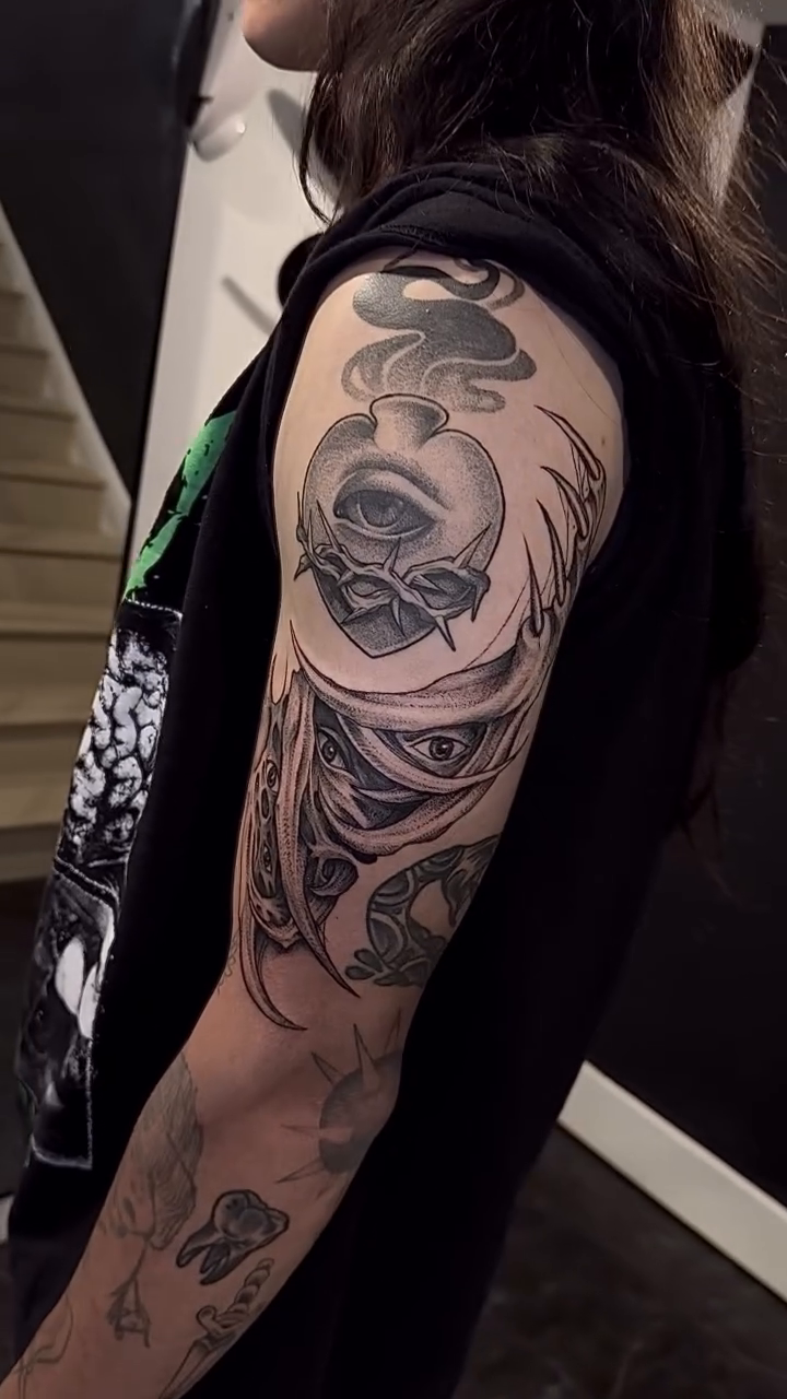 Tattoo by @tattzbyturk — black_and_grey