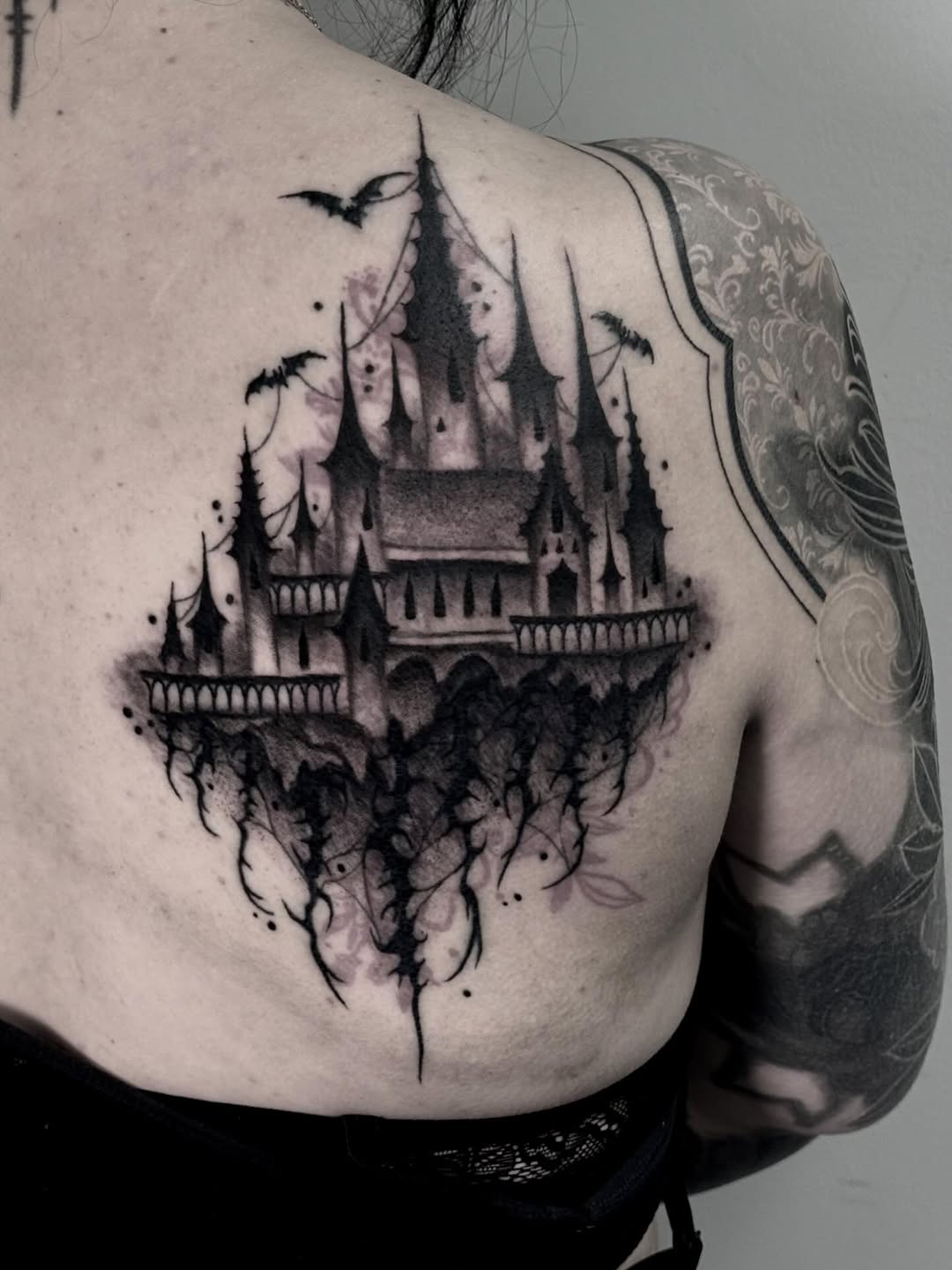 Tattoo by @gutsandink โ black_and_grey, dark_realism