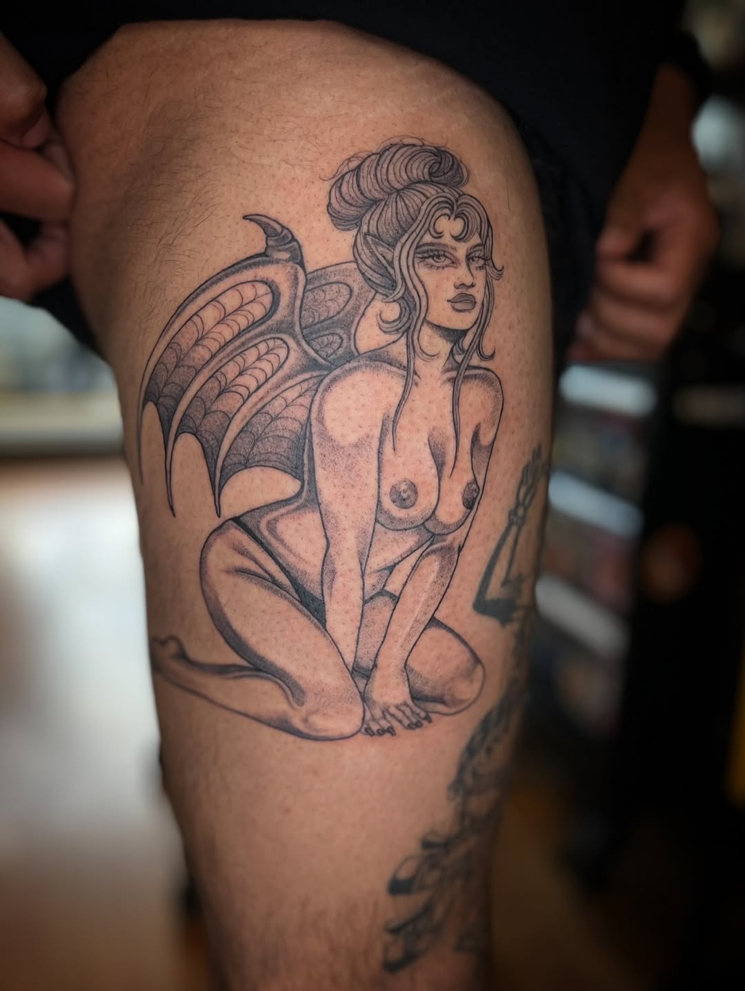 Tattoo by @swamp.blossom ā black_and_grey