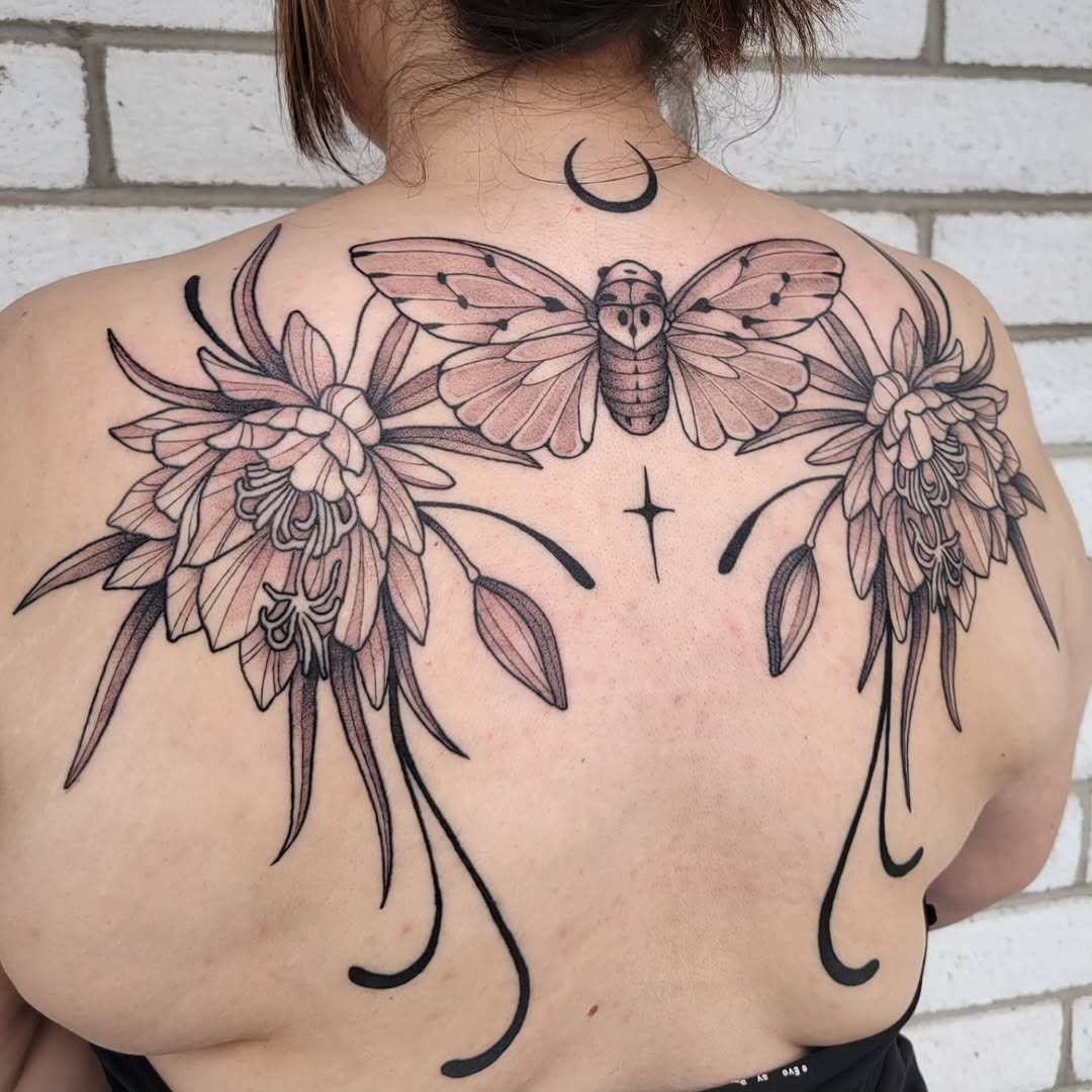Tattoo by @aqua.suntattoos — black_and_grey, dotwork