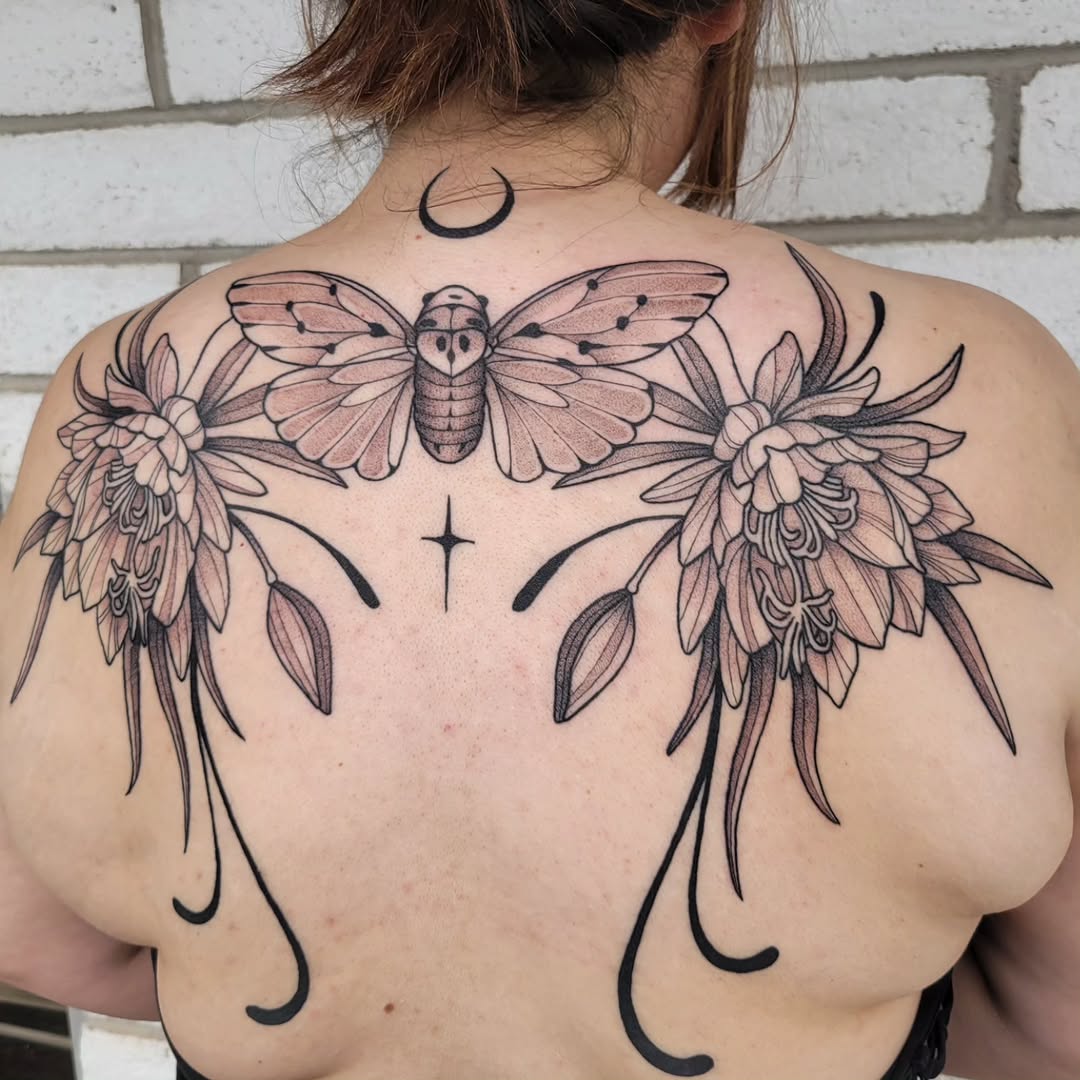 Tattoo by @aqua.suntattoos — black_and_grey, dotwork