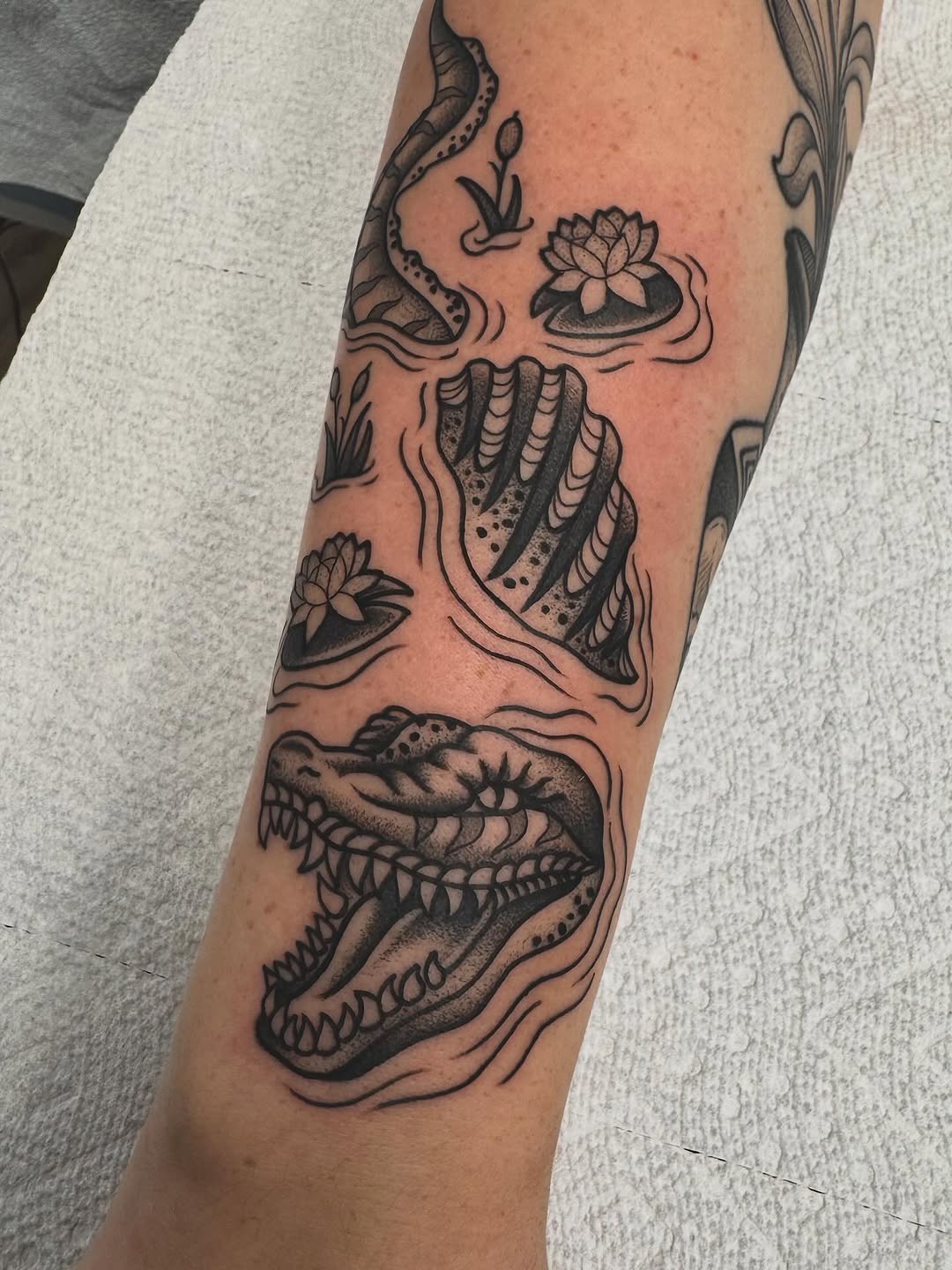 Tattoo by @stefanytattoos — illustrative, black_and_grey