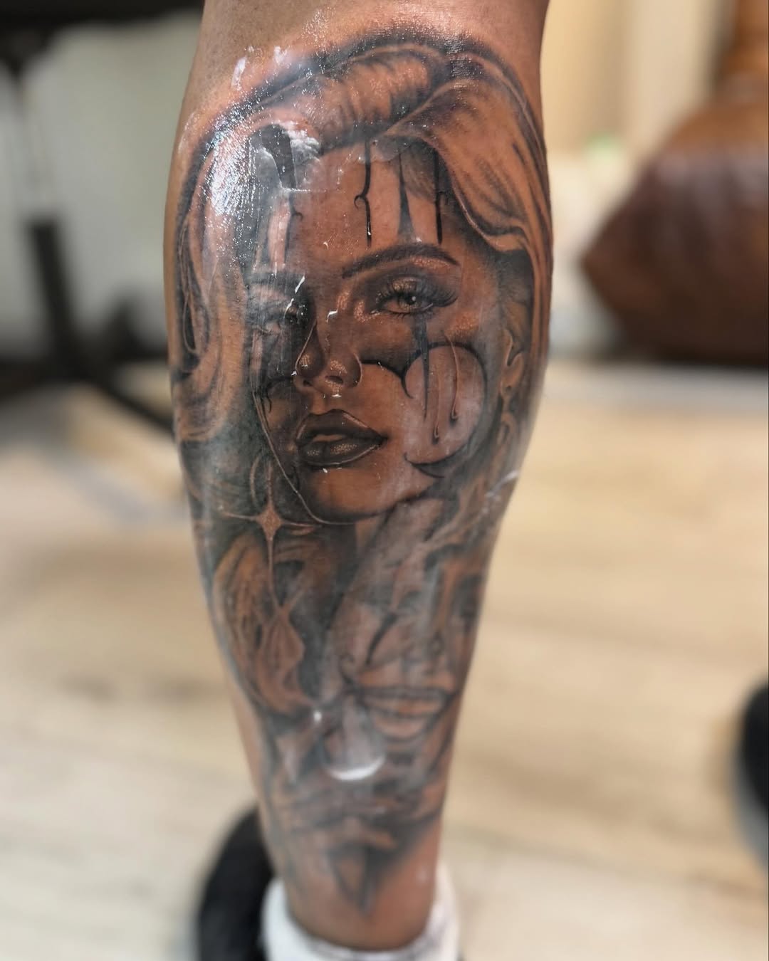 Tattoo by @artdenoche โ chicano, black_and_grey