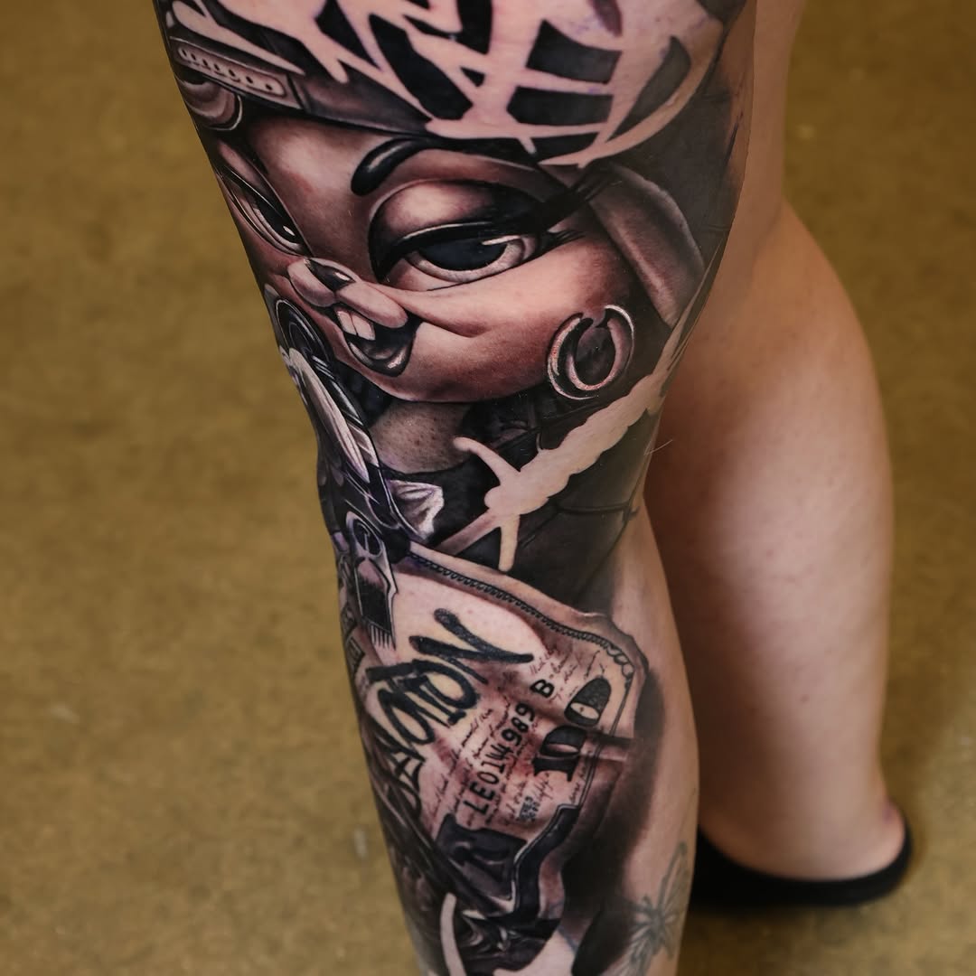 Tattoo by @alisalehtattoos β realism, black_and_grey