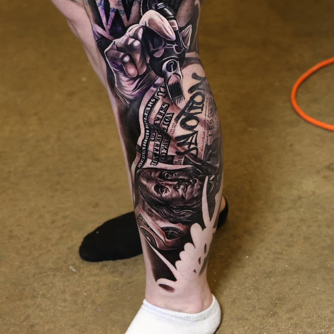 Tattoo by @alisalehtattoos β realism, black_and_grey