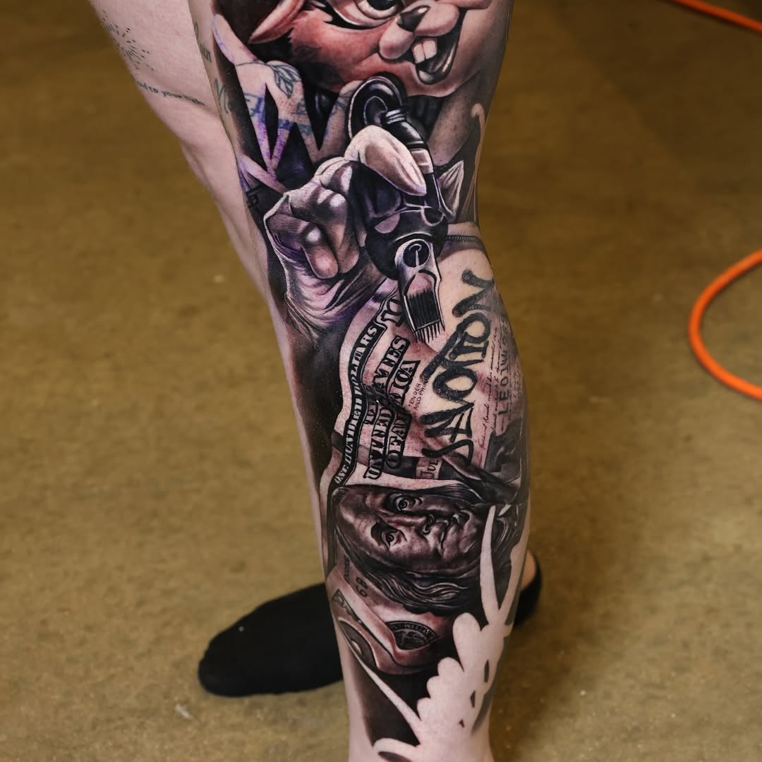 Tattoo by @alisalehtattoos β realism, black_and_grey