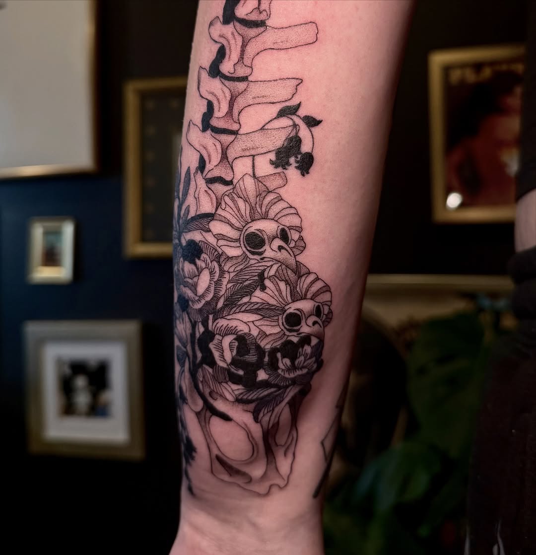 Tattoo by @inked_by_ki — illustrative, black_and_grey