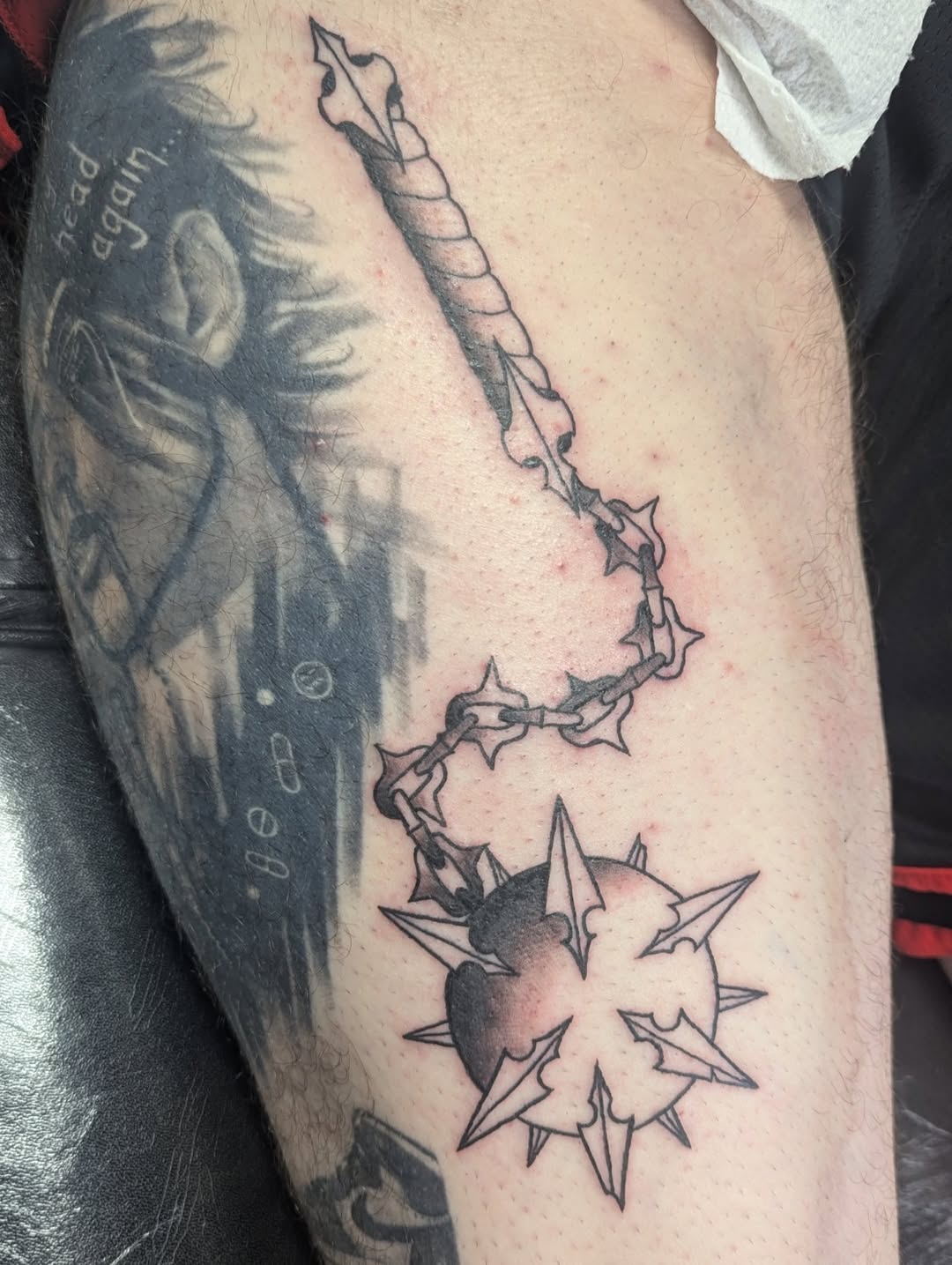 Tattoo by @maidencrone_tattoo — black_and_grey