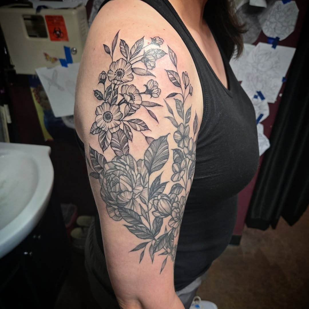 Tattoo by @killer_cait — black_and_grey, fine_line
