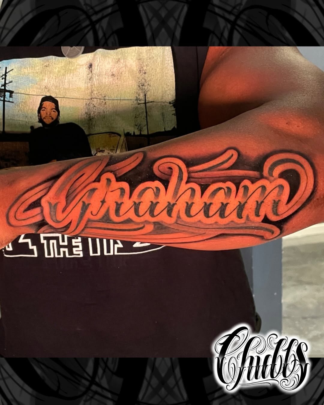 Tattoo by @tatsbychubbs — chicano, lettering_script
