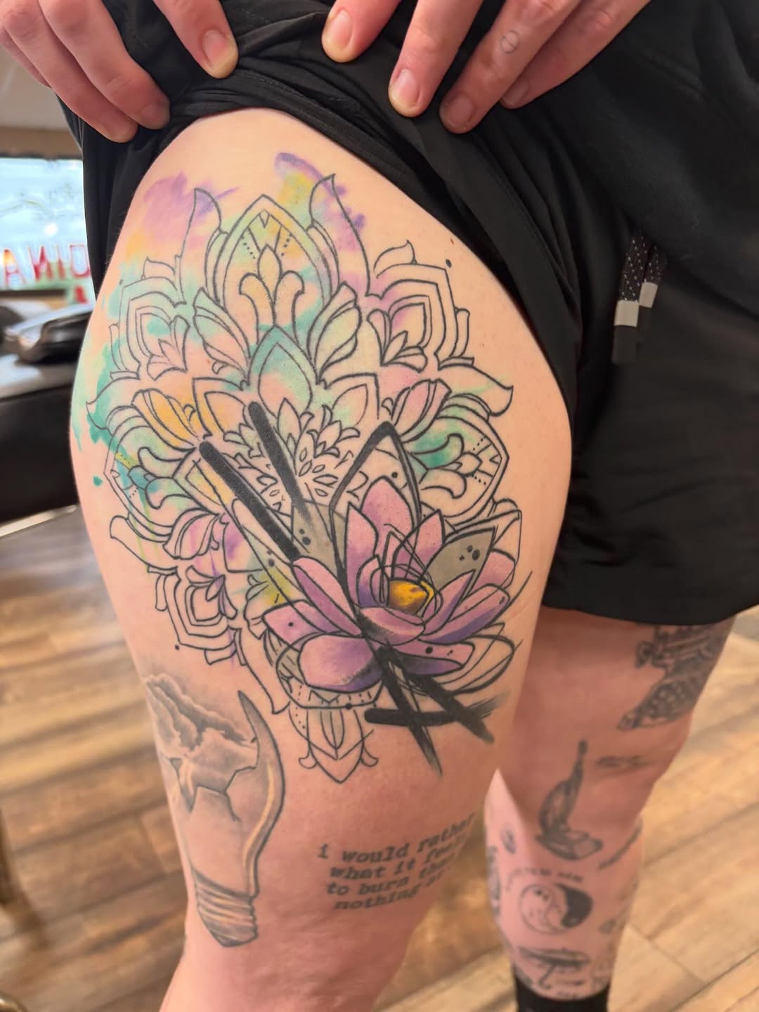 Tattoo by @cynicalprick — watercolor, geometric