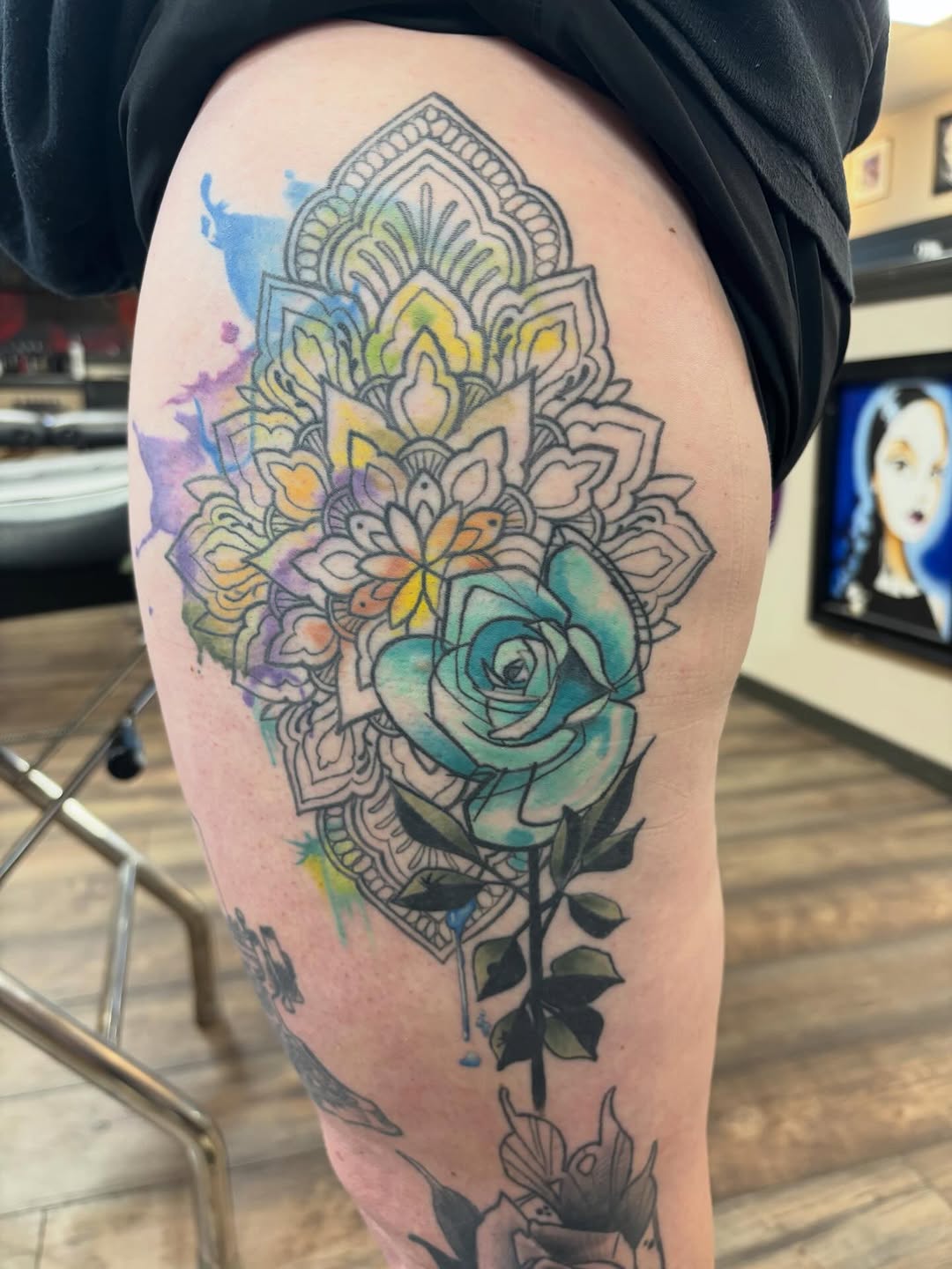 Tattoo by @cynicalprick — watercolor, geometric