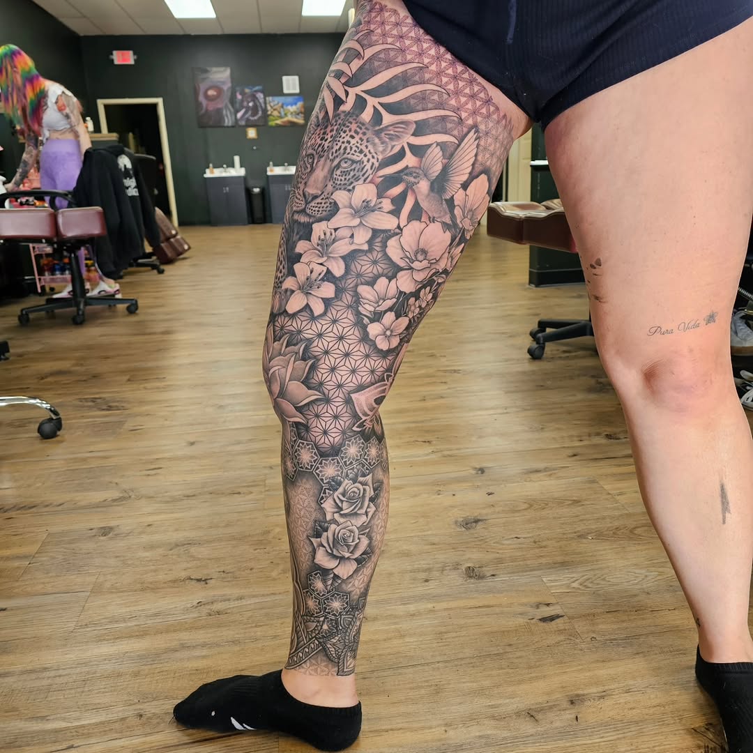 Tattoo by @indeedilly — realism, geometric