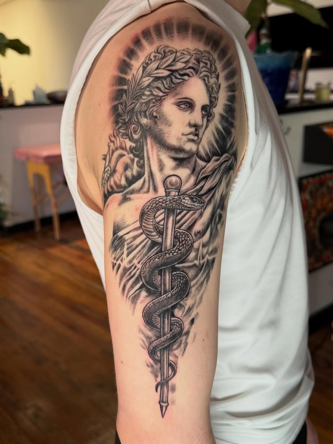 Tattoo by @vincedibiasotattoos — realism, black_and_grey