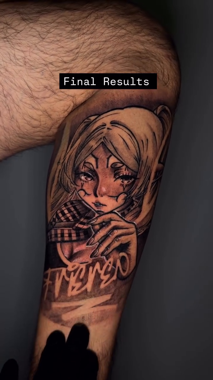 Tattoo by @payasoink402 — anime, black_and_grey