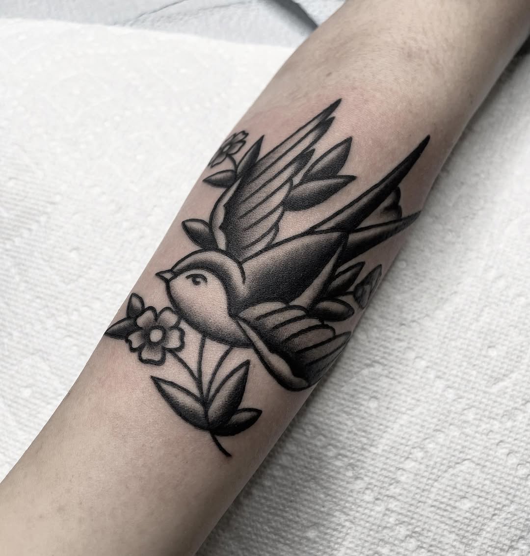 Tattoo by @katbarrieau — american_traditional, black_and_grey