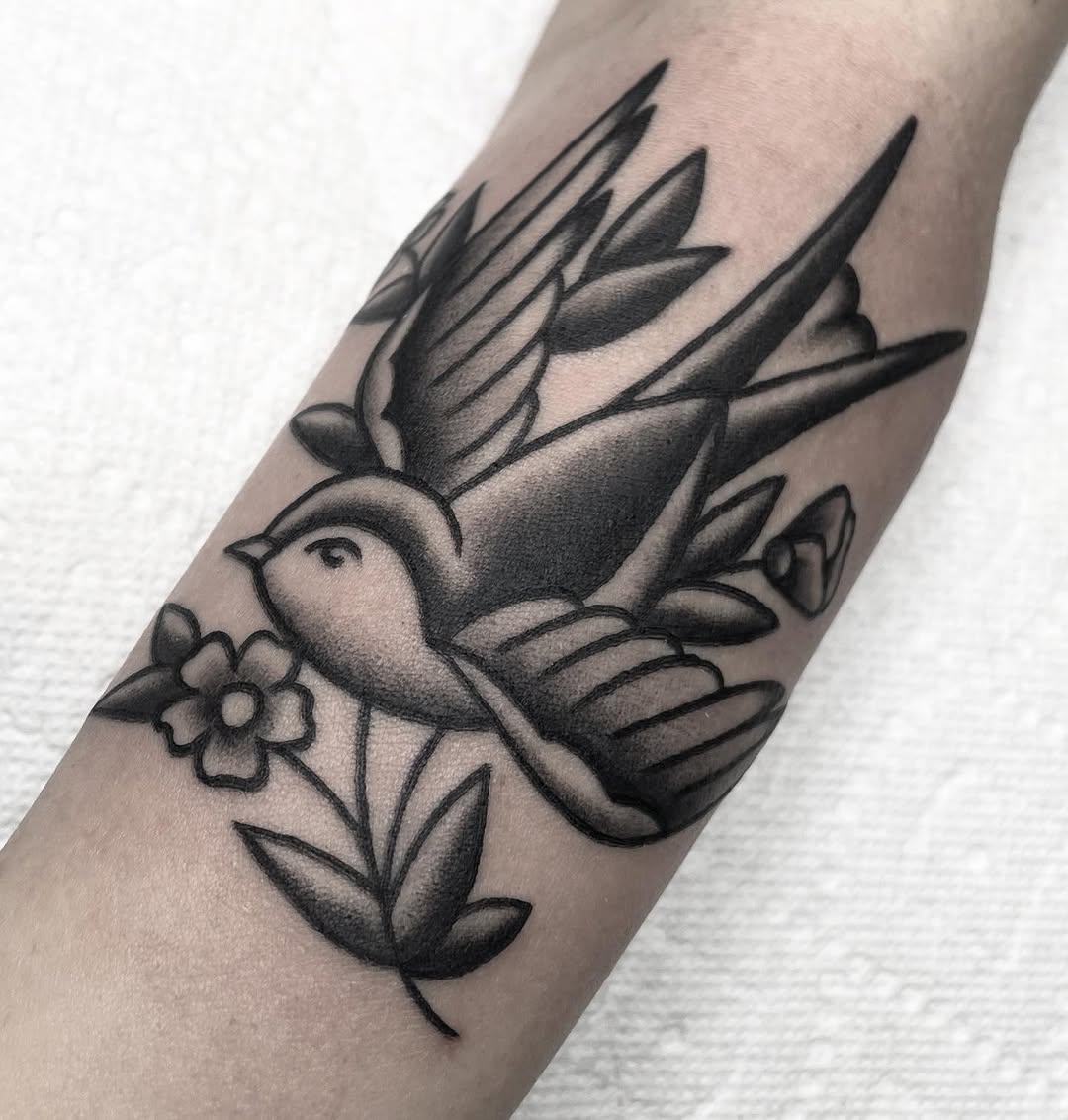 Tattoo by @katbarrieau — american_traditional, black_and_grey