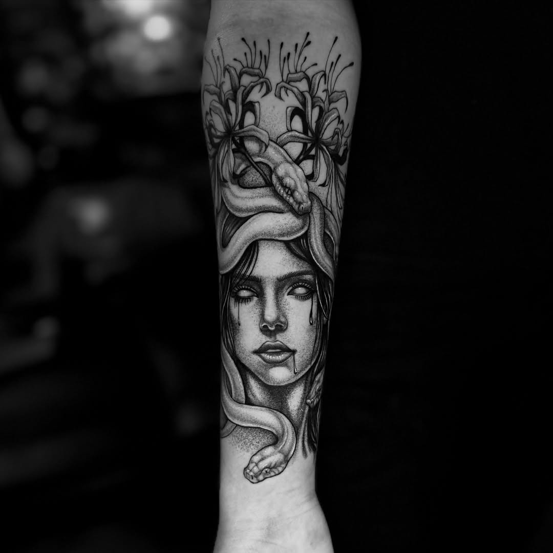 Tattoo by @mendoza.tattoo โ realism, black_and_grey